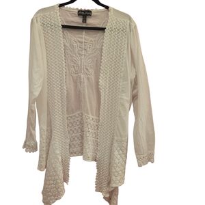 Gretty Zueger Peruvian White Crochet Jacket XL